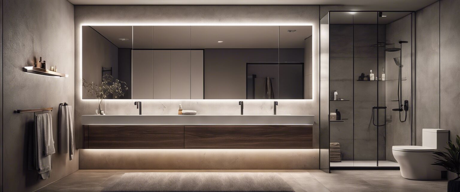 LED mirror in a stylish bathroom