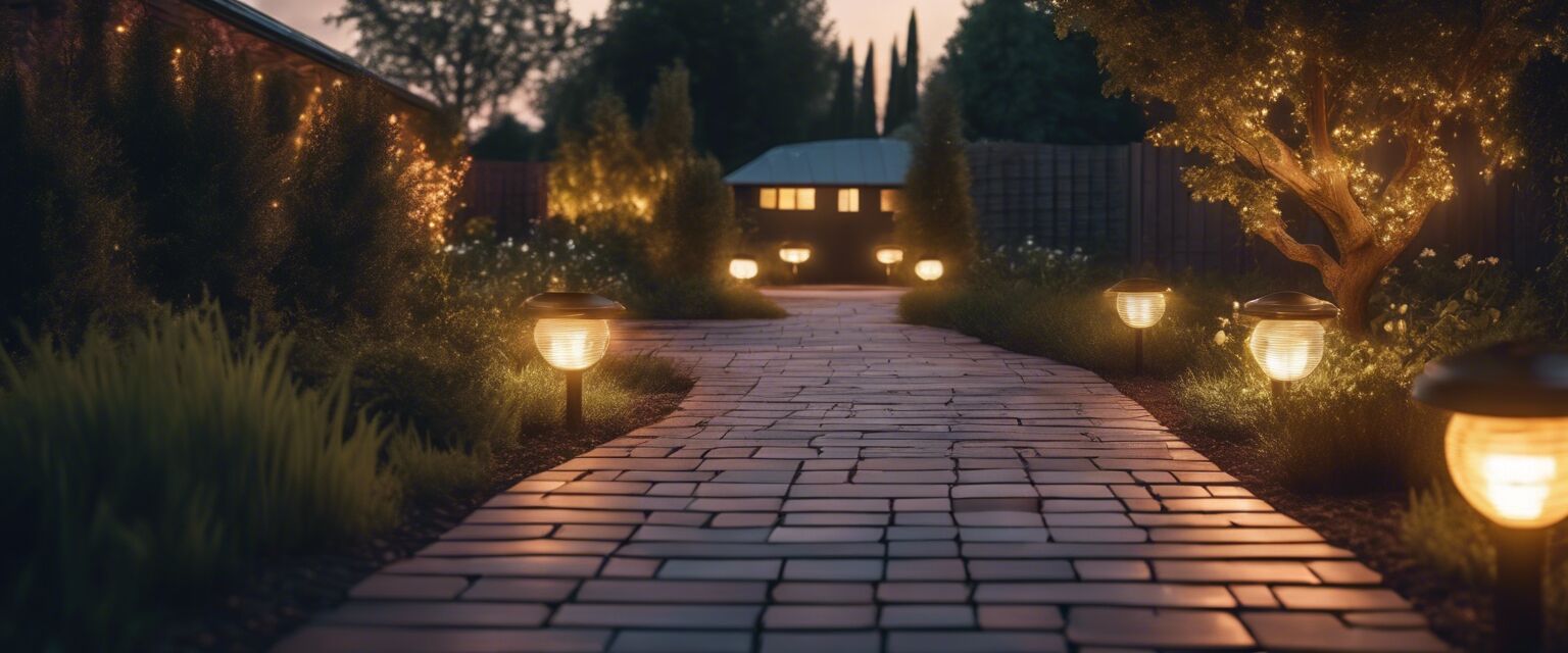 Garden illuminated with solar lights
